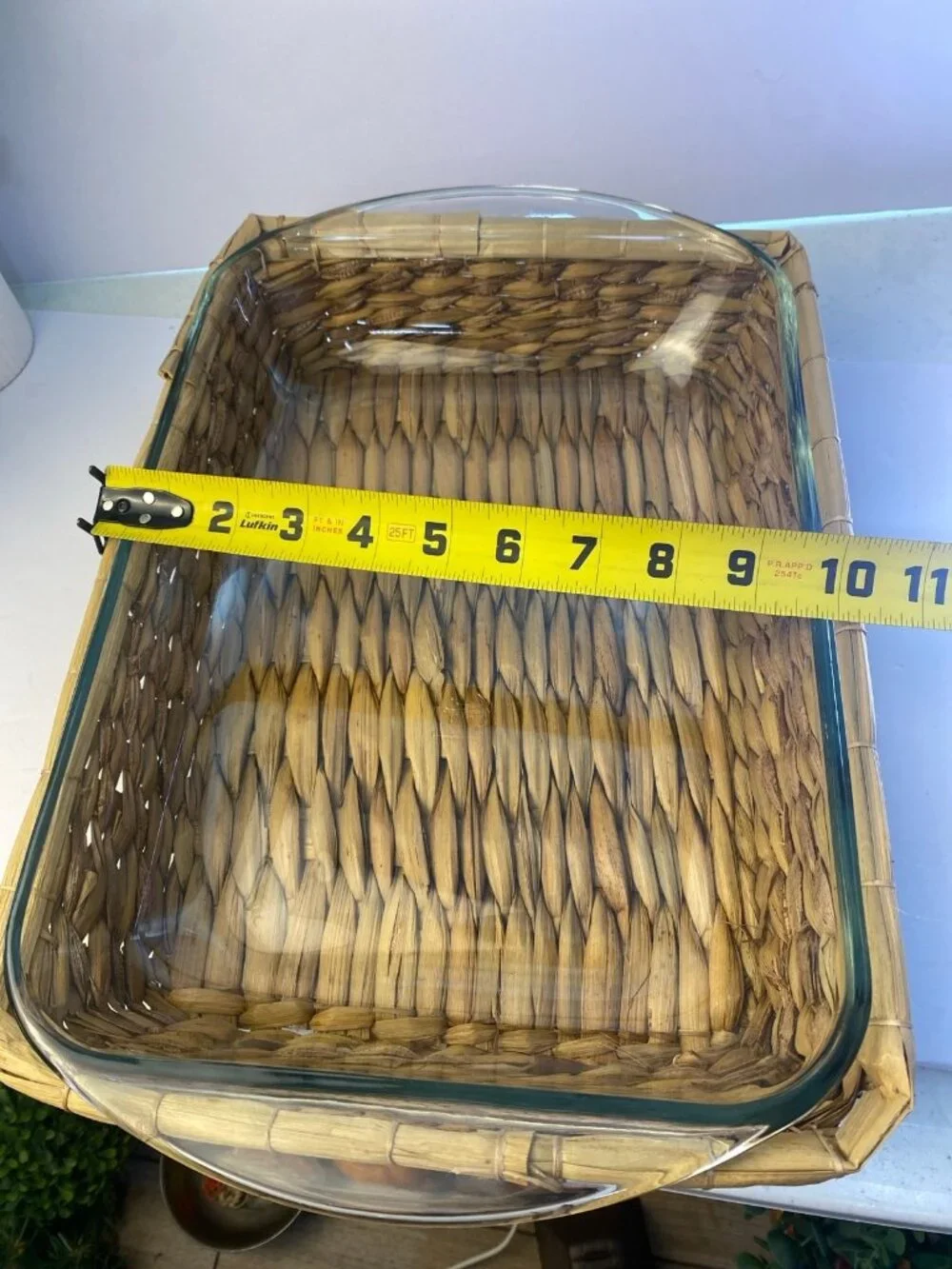 Vintage Anchor Hocking 3 Quart 13 X 9 Casserole Baking Dish with Woven Basket